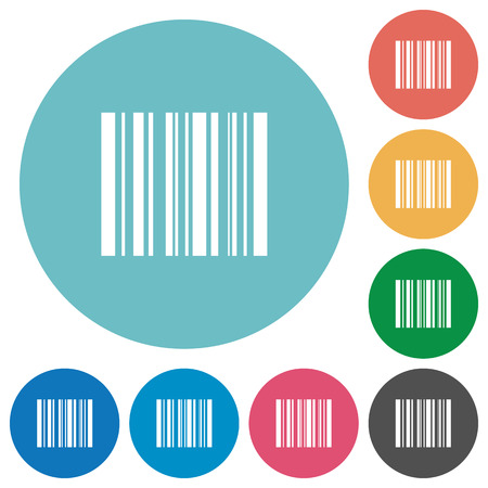 Flat barcode icon set on round color background.のイラスト素材