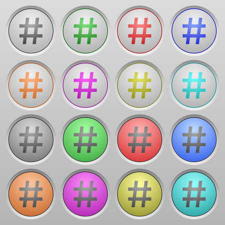 Set of hash tag plastic sunk spherical buttons.のイラスト素材