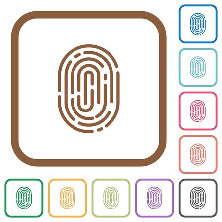 Fingerprint simple icons in color rounded square frames on white backgroundのイラスト素材