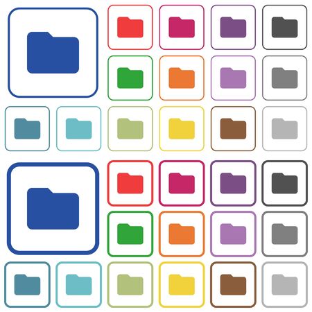 Folder color flat icons in rounded square frames. Thin and thick versions included.のイラスト素材