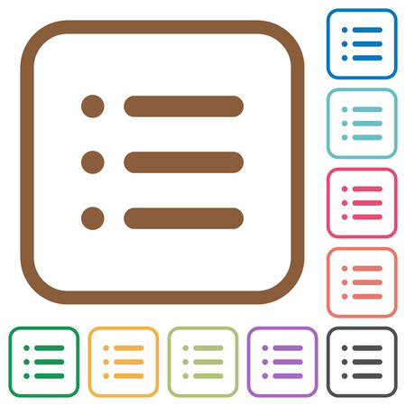 Unordered list simple icons in color rounded square frames on white backgroundのイラスト素材