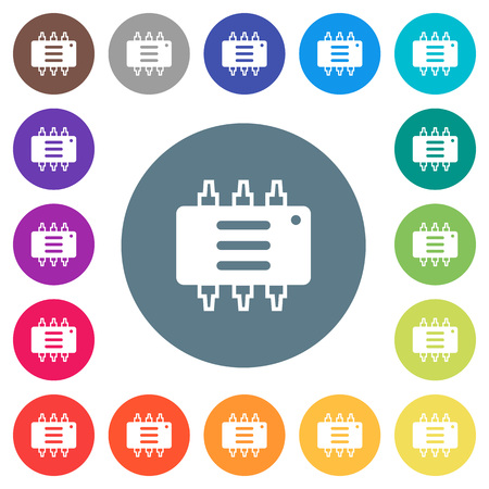 Hardware options flat white icons on round color backgrounds, color variations are included.のイラスト素材