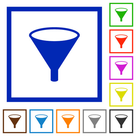 Funnel flat color icons in square frames on white backgroundのイラスト素材