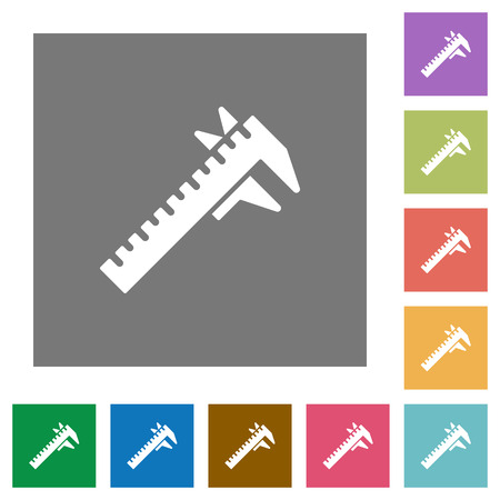 Caliper flat icons on simple color square backgroundsのイラスト素材