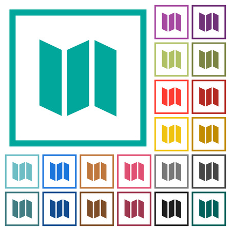 Collapsible map flat color icons with quadrant frames on white backgroundのイラスト素材