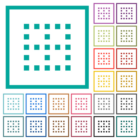 No borders flat color icons with quadrant frames on white backgroundのイラスト素材