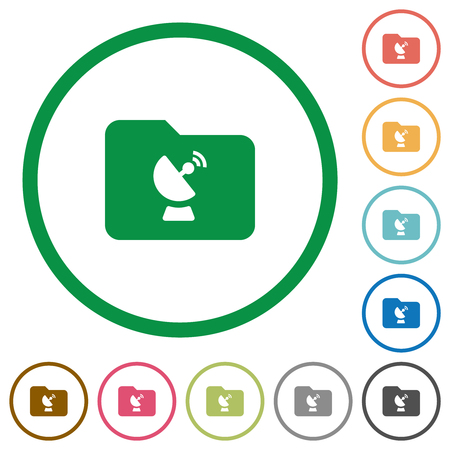 Remote folder flat color icons in round outlines on white backgroundのイラスト素材