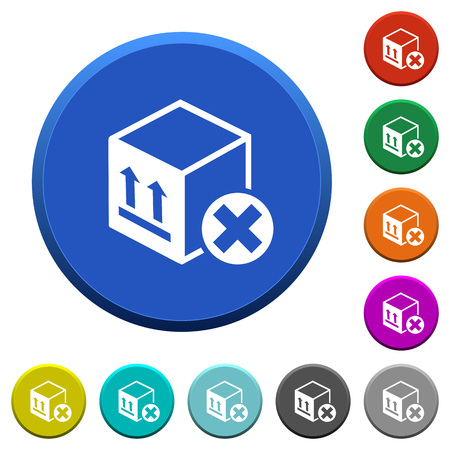 Package cancel round color beveled buttons with smooth surfaces and flat white iconsのイラスト素材