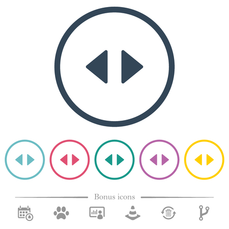 Horizontal control arrows flat color icons in round outlines. 6 bonus icons included.のイラスト素材
