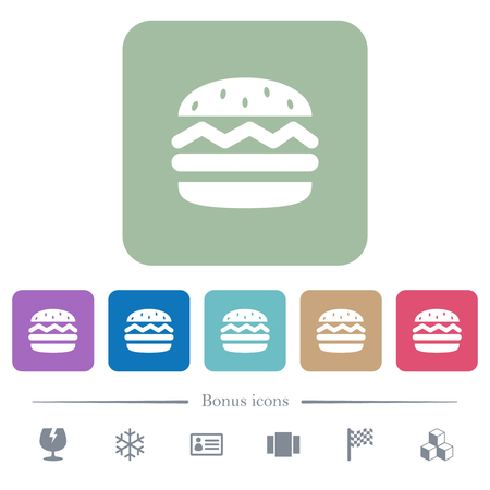 Single hamburger white flat icons on color rounded square backgrounds. 6 bonus icons includedのイラスト素材