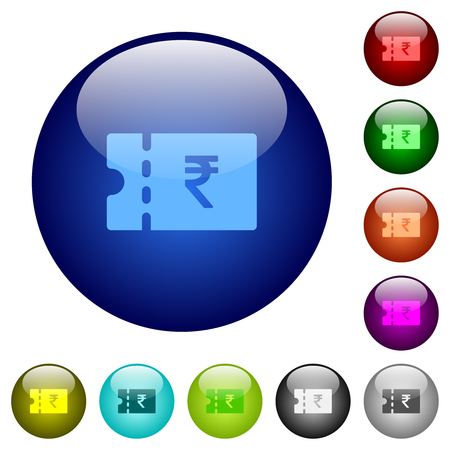 Indian Rupee discount coupon icons on round color glass buttonsのイラスト素材