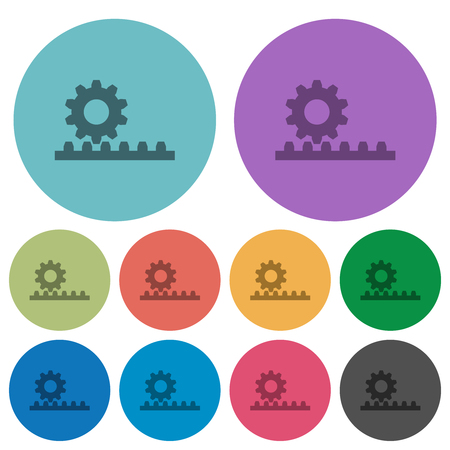 Cogwheel with rack pinion darker flat icons on color round backgroundのイラスト素材
