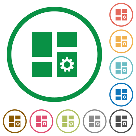 Dashboard settings flat color icons in round outlines on white backgroundのイラスト素材