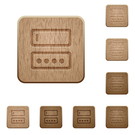 Entering login name and password on rounded square carved wooden button stylesのイラスト素材