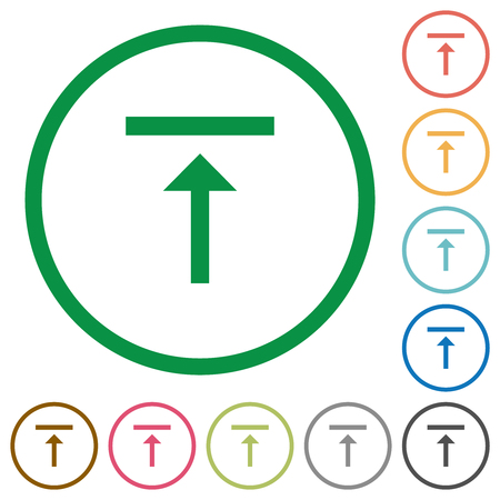 Vertical align top flat color icons in round outlines on white backgroundのイラスト素材