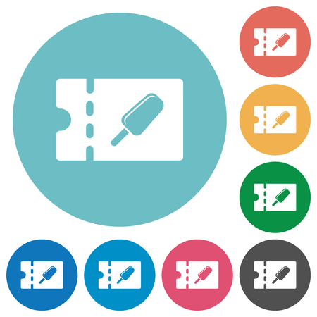 Ice lolly discount coupon flat white icons on round color backgroundsのイラスト素材