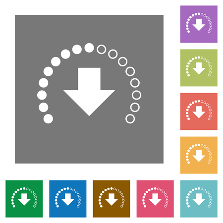 Download in progress flat icons on simple color square backgroundsのイラスト素材