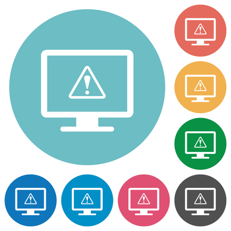 Display warning flat white icons on round color backgroundsのイラスト素材