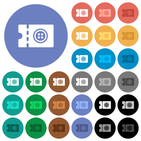 Tailor shop discount coupon multi colored flat icons on round backgrounds. Included white, light and dark icon variations for hover and active status effects, and bonus shades.のイラスト素材