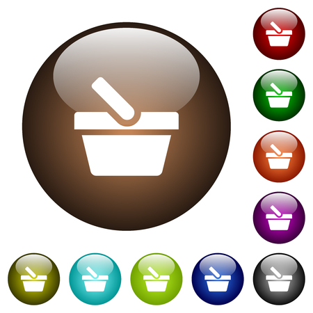 Shopping basket white icons on round color glass buttonsのイラスト素材
