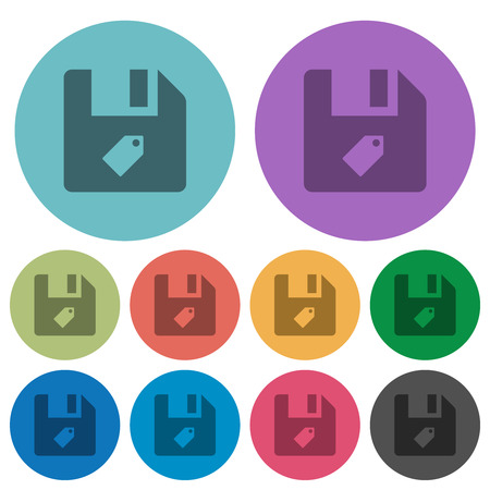 Tag file darker flat icons on color round backgroundのイラスト素材