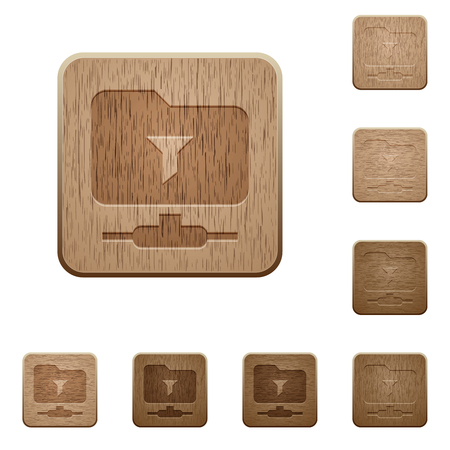 Filter FTP remote directory on rounded square carved wooden button stylesのイラスト素材
