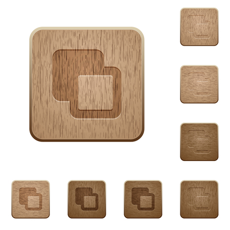 Subtract shapes on rounded square carved wooden button stylesのイラスト素材