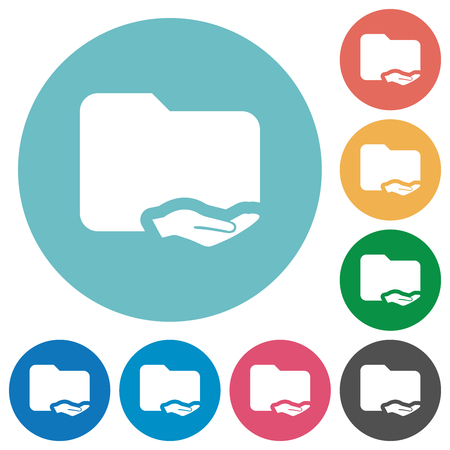 Shared folder flat white icons on round color backgroundsのイラスト素材