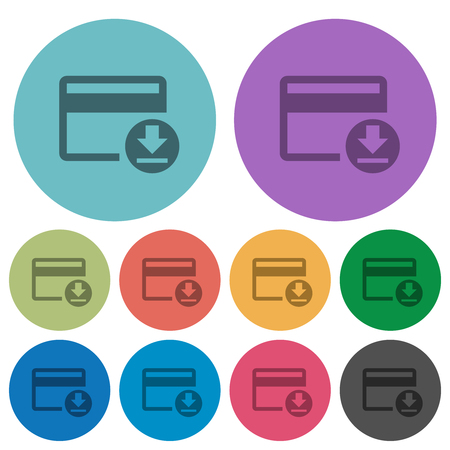 Money withdrawal with credit card darker flat icons on color round backgroundのイラスト素材