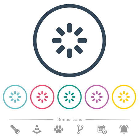 Loader symbol flat color icons in round outlines. 6 bonus icons included.のイラスト素材