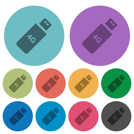 Fourth generation mobile stick darker flat icons on color round backgroundのイラスト素材