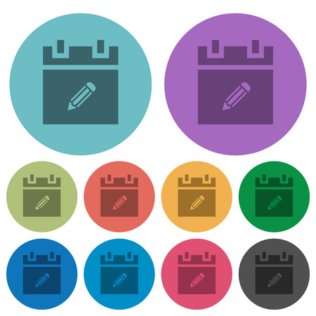 Edit schedule item darker flat icons on color round backgroundのイラスト素材