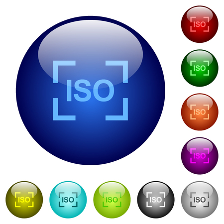 Camera iso speed setting icons on round color glass buttonsのイラスト素材