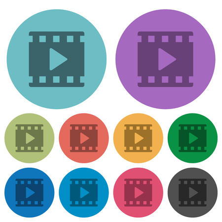 Movie play darker flat icons on color round backgroundのイラスト素材