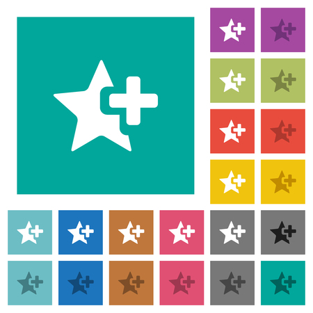Add star multi colored flat icons on plain square backgrounds. Included white and darker icon variations for hover or active effects.のイラスト素材