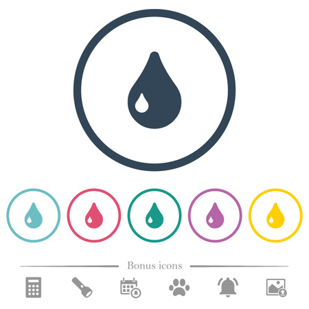 Single drop flat color icons in round outlines. 6 bonus icons included.のイラスト素材