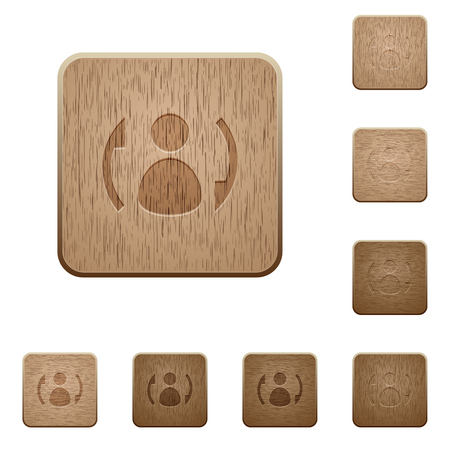 Syncronize contacts on rounded square carved wooden button stylesのイラスト素材