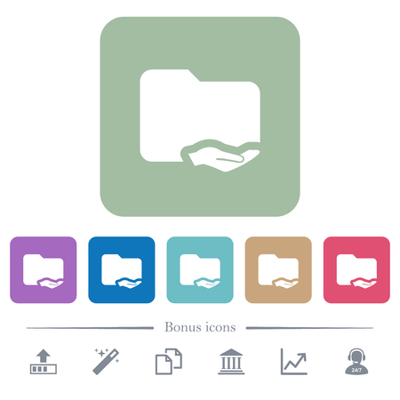 Shared folder white flat icons on color rounded square backgrounds. 6 bonus icons includedのイラスト素材