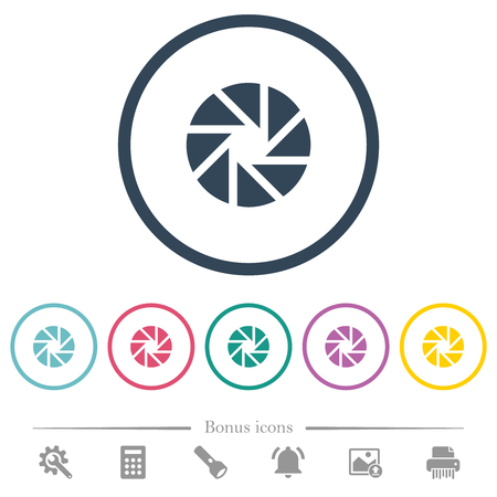 Aperture flat color icons in round outlines. 6 bonus icons included.のイラスト素材