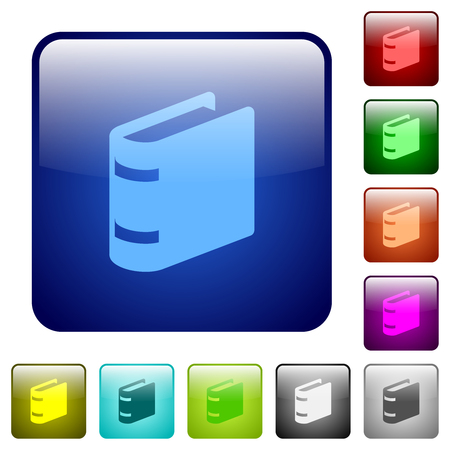 Single book icons in rounded square color glossy button setのイラスト素材