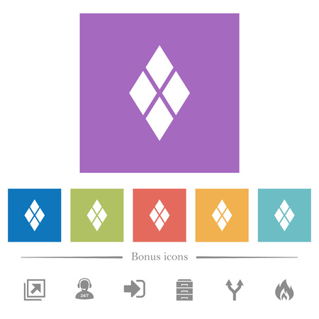 Diamond tile pattern flat white icons in square backgrounds. 6 bonus icons included.のイラスト素材