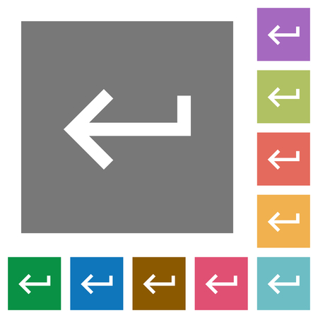 Keyboard return flat icons on simple color square backgroundsのイラスト素材