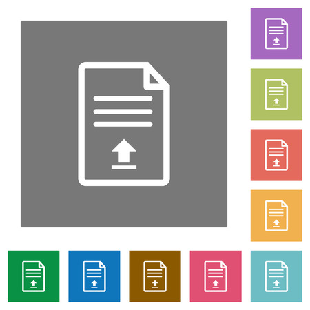 Upload document flat icons on simple color square backgroundsのイラスト素材