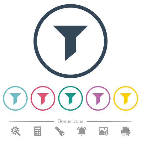 Filter icons flat color icons in round outlines. 6 bonus icons included.のイラスト素材