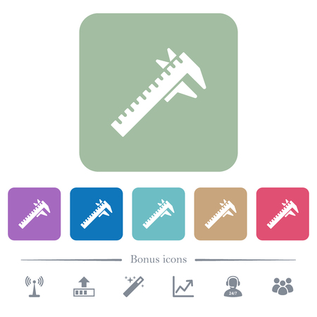 Caliper white flat icons on color rounded square backgrounds. 6 bonus icons includedのイラスト素材