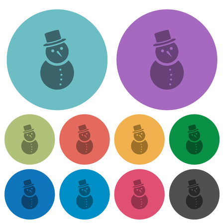 Snowman darker flat icons on color round backgroundのイラスト素材