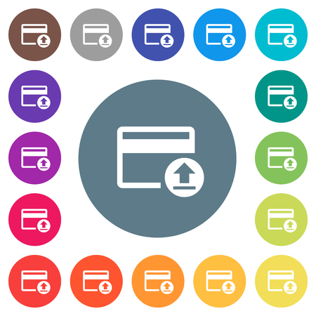 Credit card money deposit flat white icons on round color backgrounds. 17 background color variations are included.のイラスト素材