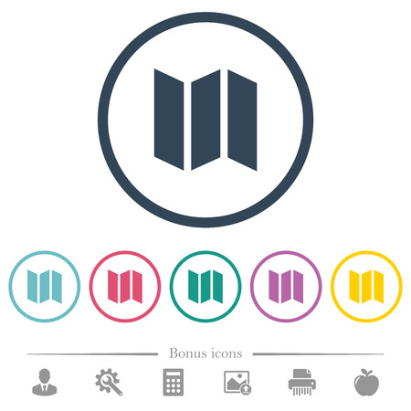 Collapsible map flat color icons in round outlines. 6 bonus icons included.のイラスト素材