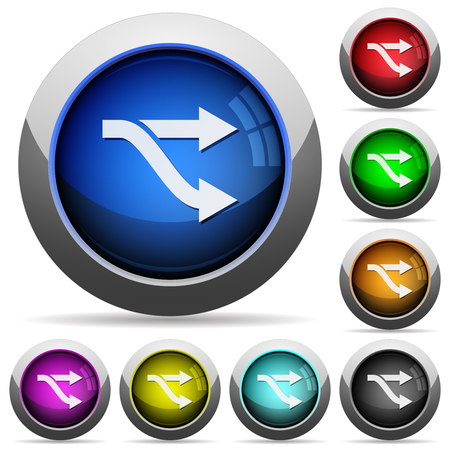 Fork icons in round glossy buttons with steel framesのイラスト素材
