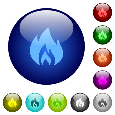 Flame icons on round color glass buttonsのイラスト素材